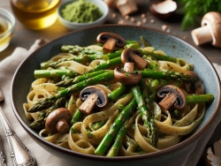 Pasta with Mushroom and Asparagus Sauce
